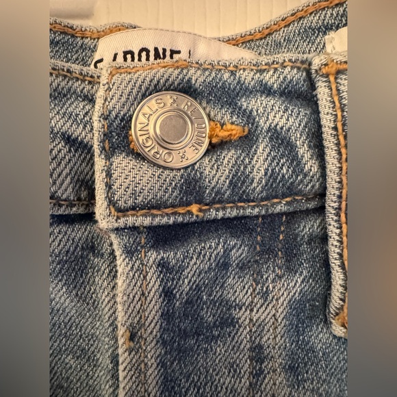 REDONE High Rise Stove Pipe Straight Leg Unfinished Hem Women’s Shorts Size 26 - Picture 13 of 15